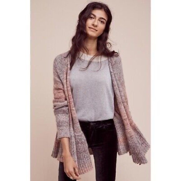 Anthropologie Knitted & Knotted Cody Peplum Mohair Wool Cardigan Sweater M NWOT - Picture 2 of 12